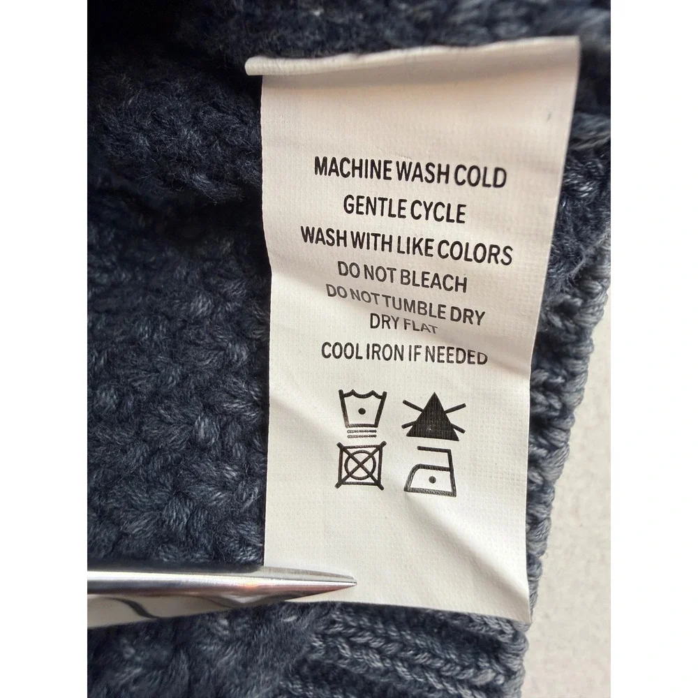 Carbon 2 Cobalt Full Zip Sweater‎ Mens Large Blue Gray Linen Cotton Cable Knit